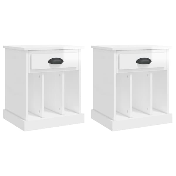 vidaXL Sängbord 2 st vit högglans 43x36x50 cm Vit