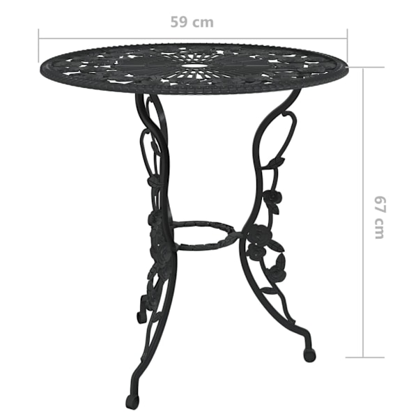 vidaXL Caféset 3 delar gjuten aluminium svart Svart