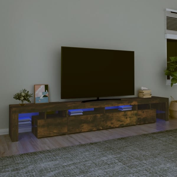 vidaXL Tv-bänk med LED-belysning rökfärgad ek 260x36,5x40 cm Brun