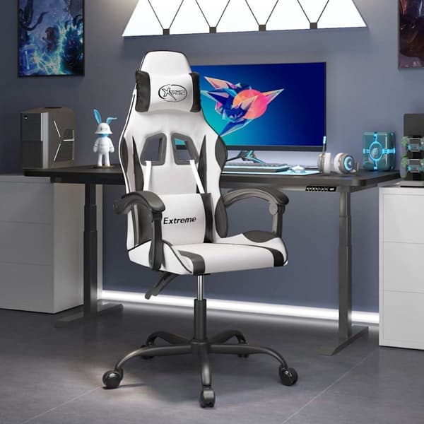 vidaXL Gamingstol vit och svart konstläder Vit