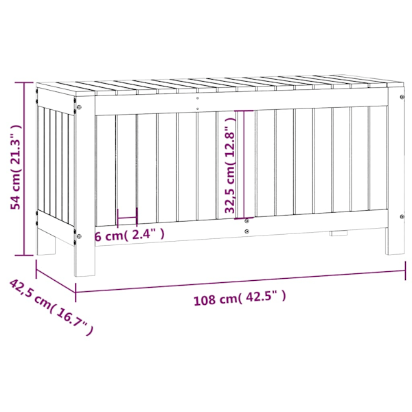 vidaXL Dynbox 108x42,5x54 cm massiv furu Brun