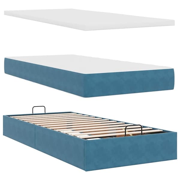 vidaXL Ottoman sängram med madrasser mörkblå 180x200 cm sammet Blå