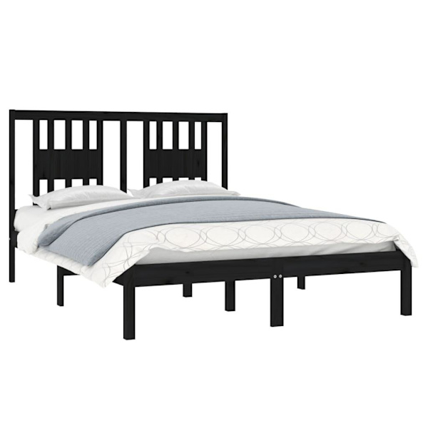 vidaXL Sängram svart massiv furu 120x200 cm Svart