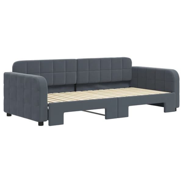 vidaXL Dagbädd utdragbar mörkgrå 90x190 cm sammet Grå