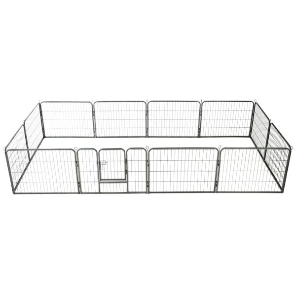 vidaXL Hundhage 12 paneler stål 80x60 cm svart Svart