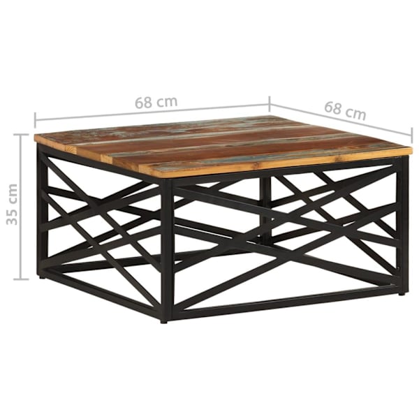 vidaXL Soffbord 68x68x35 cm massivt återvunnet trä Brun