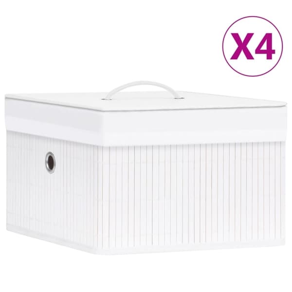 vidaXL Förvaringslådor bambu 4 st vit Vit