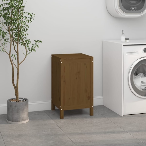 vidaXL Tvättkorg honungsbrun 44x44x76 cm massiv furu Brun