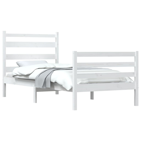 vidaXL Sängram massiv furu 90x200 cm vit Vit