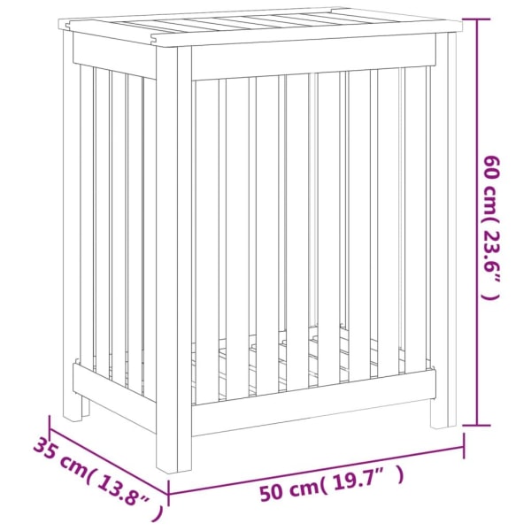 vidaXL Tvättkorg 50x35x60 cm massivt teakträ Brun