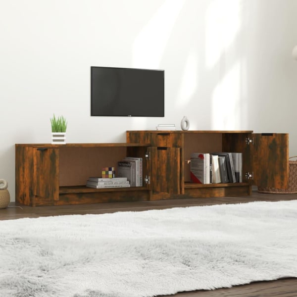 vidaXL Tv-bänk rökfärgad ek 158,5x36x45 cm konstruerat trä Brun