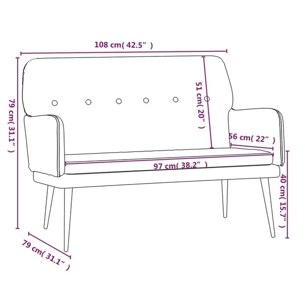 vidaXL Bänk blå 108x79x79 cm sammet Blå