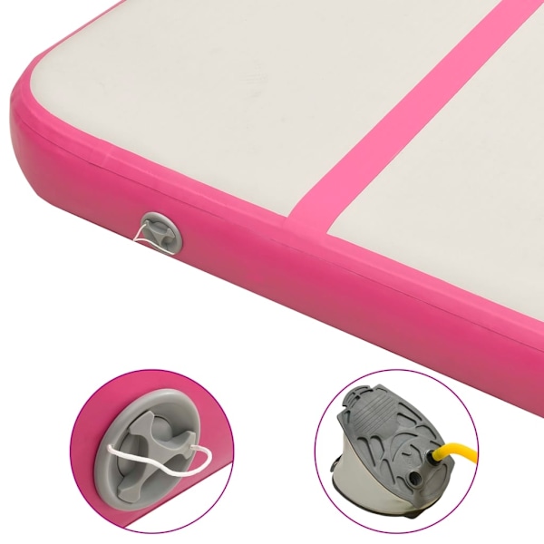 vidaXL Uppblåsbar gymnastikmatta med pump 700x100x20 cm PVC rosa Rosa