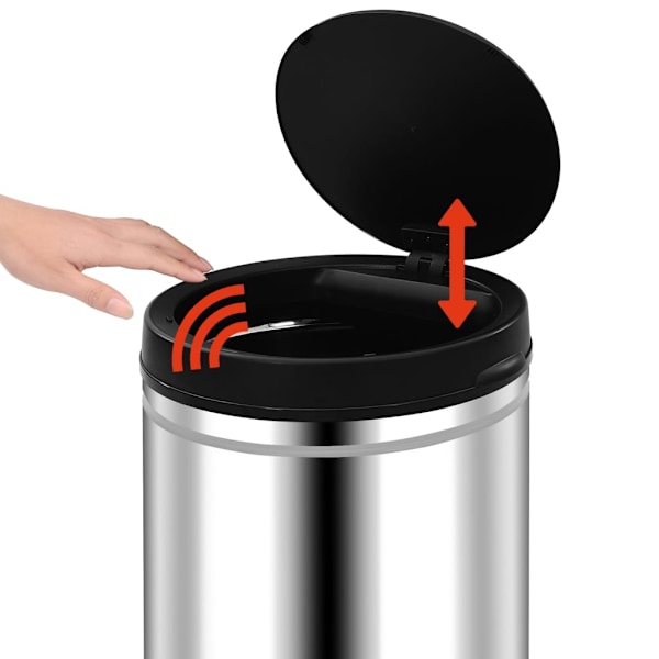 vidaXL Soptunna med automatisk sensor 70 L rostfritt stål Silver