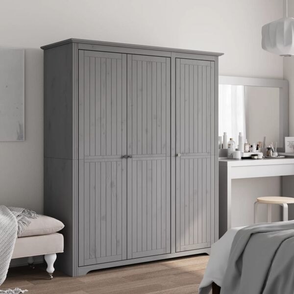 vidaXL Klädskåp BODO grå 146x53,5x173 cm massiv furu Grå