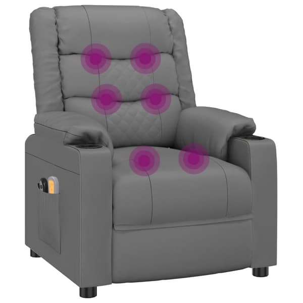vidaXL Elektrisk massagefåtölj Grå konstläder Grå