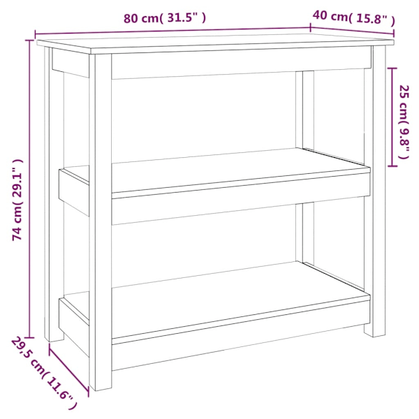vidaXL Konsolbord grå 80x40x74 cm massiv furu Grå