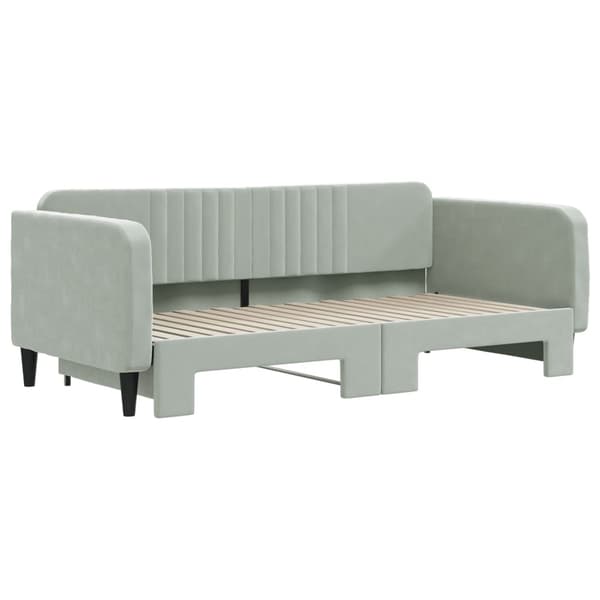 vidaXL Dagbädd utdragbar ljusgrå 90x190 cm sammet Grå