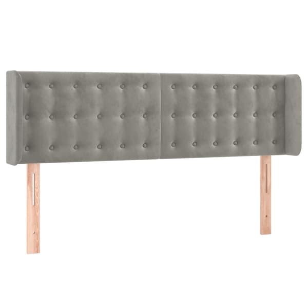 vidaXL Sänggavel LED ljusgrå 147x16x78/88 cm sammet Grå