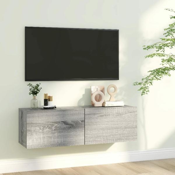 vidaXL Tv-bänk för vägg grå sonoma 100x30x30 cm konstruerat trä Grå