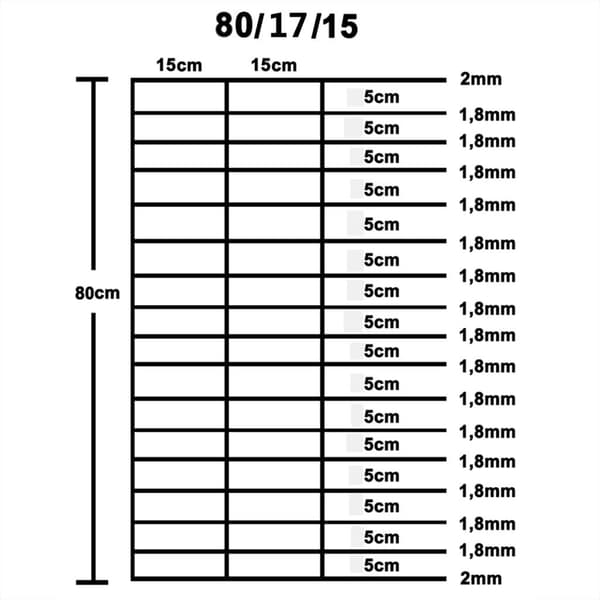 vidaXL Fårstängsel galvaniserat stål 50x0,8 m silver Silver