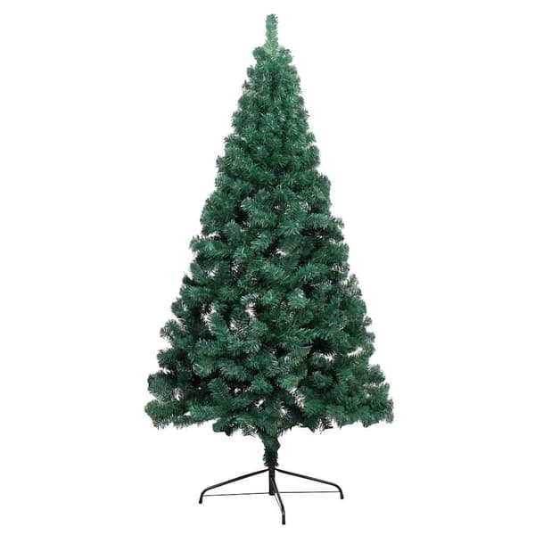 vidaXL Belyst halv plastgran med kulor grön 120 cm Grön
