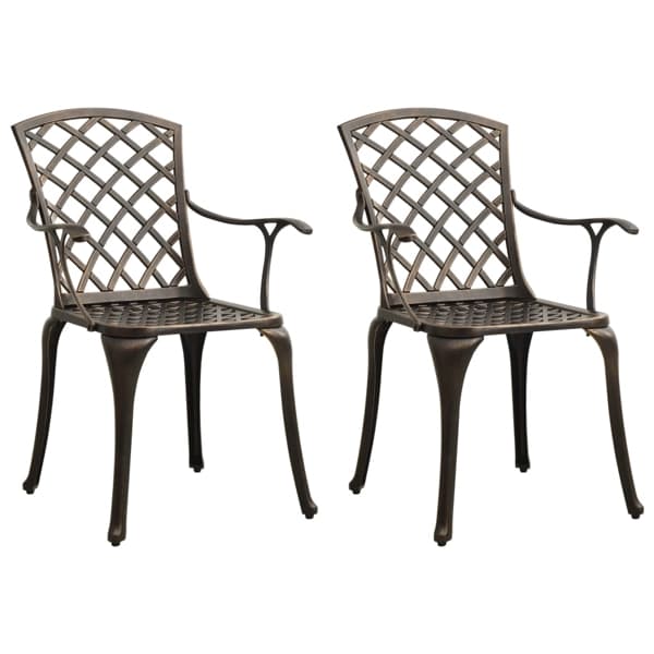 vidaXL Caféstolar 2 st gjuten aluminium brons Brun