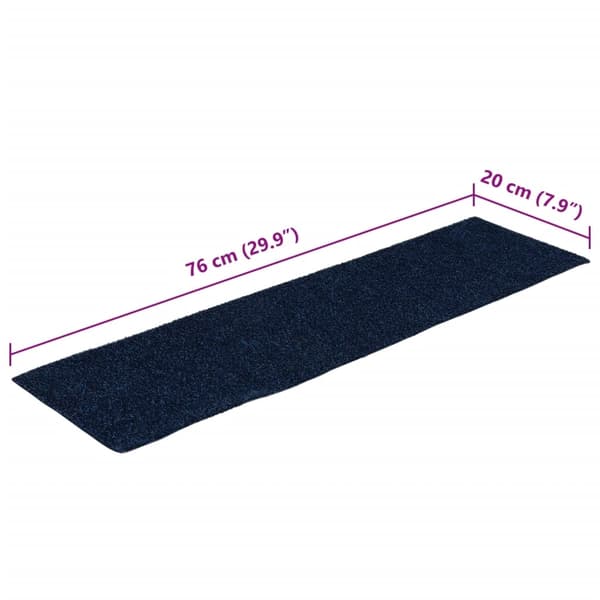 vidaXL Trappmattor självhäftande 15 st 76x20 cm marinblå rektangulära Blå