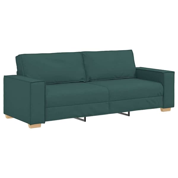 vidaXL Soffa 3 st Mörkgrön Linnenblandad tyg Grön