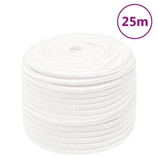 vidaXL Båtlina helvit 12 mm 25 m polypropylen Vit