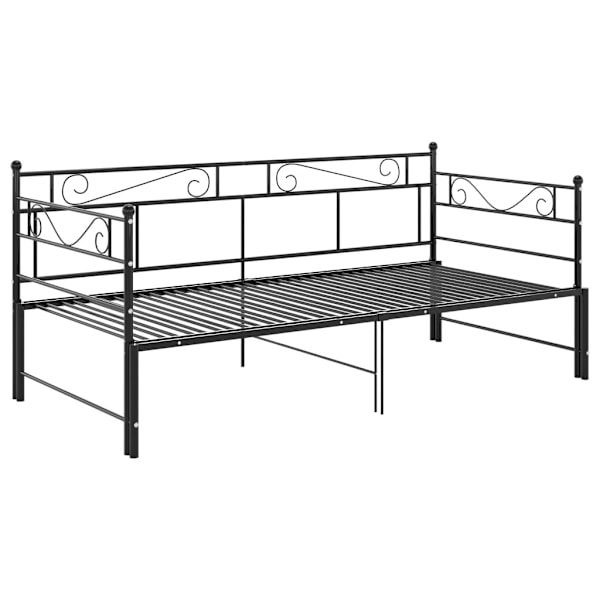 vidaXL Utdragbar sängram bäddsoffa svart metall 90x200 cm Svart