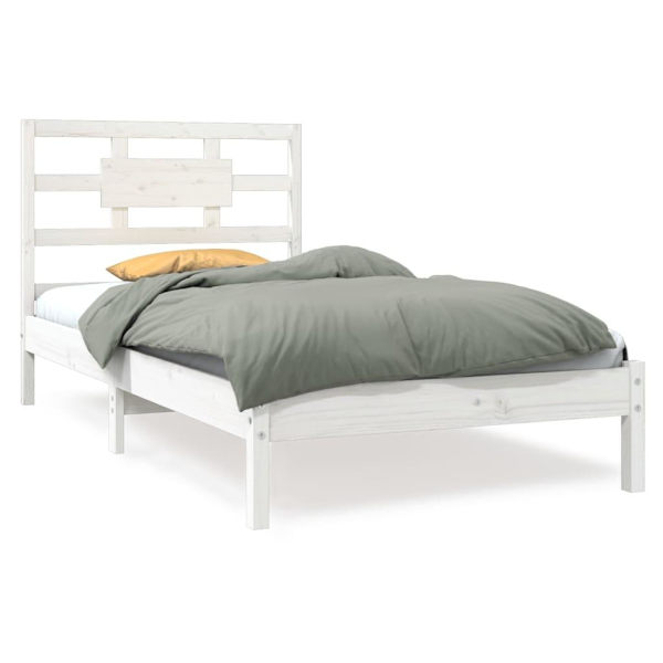 vidaXL Sängram vit massivt trä 90x190 cm Vit