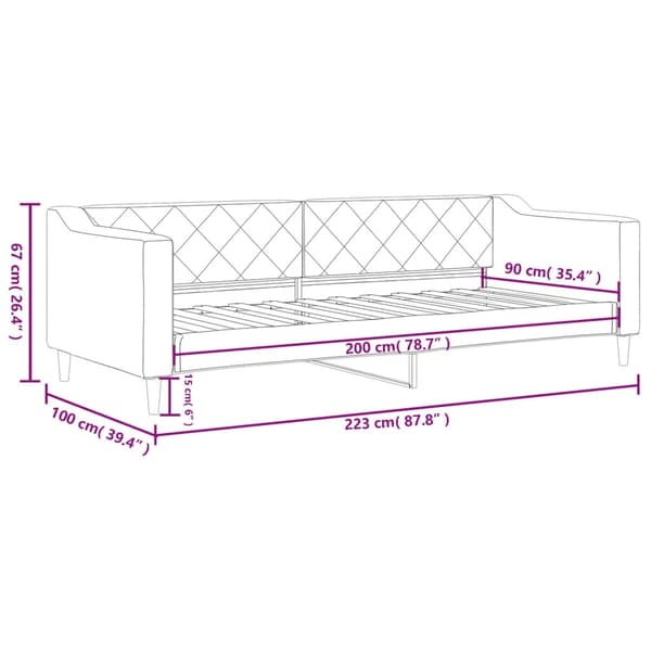vidaXL Dagbädd gräddvit 90x200 cm tyg Kräm