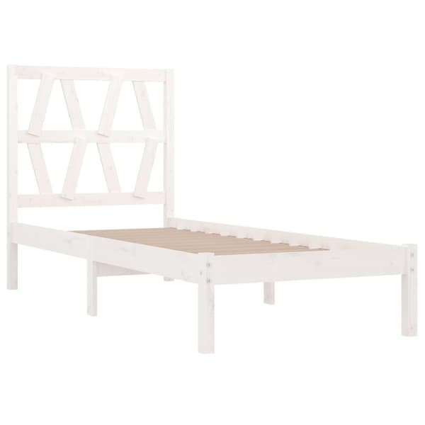 vidaXL Sängram vit massivt trä 75x190 cm Vit