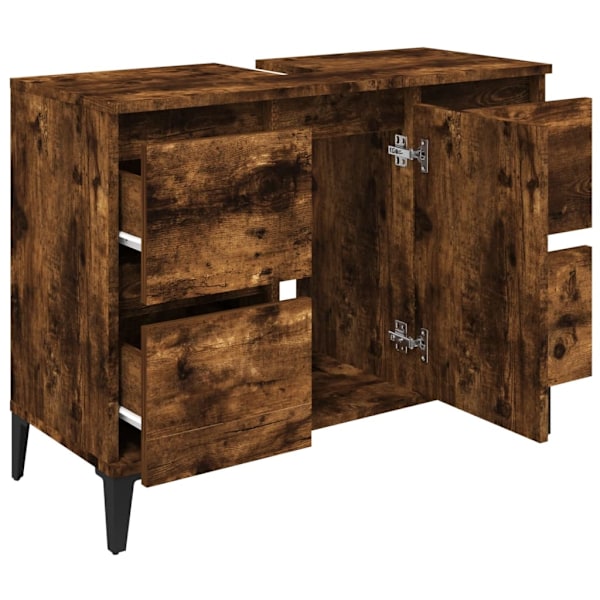 vidaXL Tvättställsskåp rökfärgad ek 80x33x60 cm konstruerat trä Brun