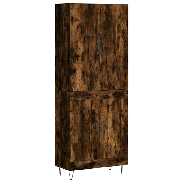 vidaXL Högskåp rökfärgad ek 69,5x34x180 cm konstruerat trä Brun