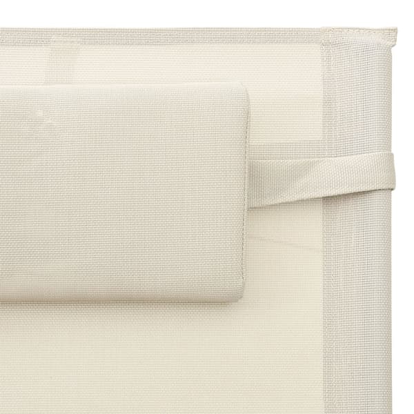 vidaXL Solsängar 2 st textilen gräddvit och grå Creme