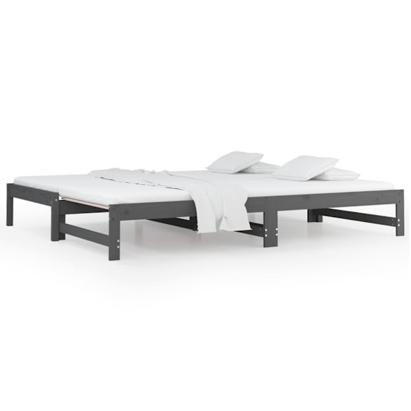vidaXL Utdragbar dagbädd grå 2x(90x190) cm massiv furu Grå