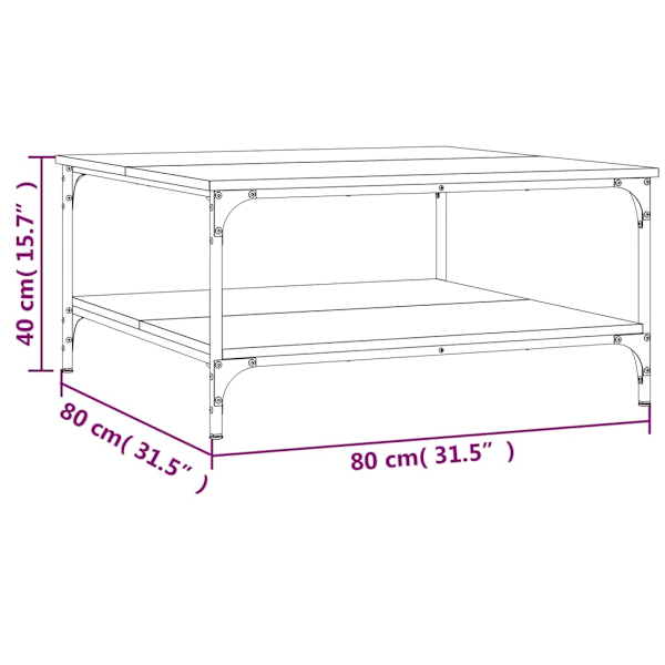 vidaXL Soffbord brun ek 80x80x40 cm konstruerat trä Brun