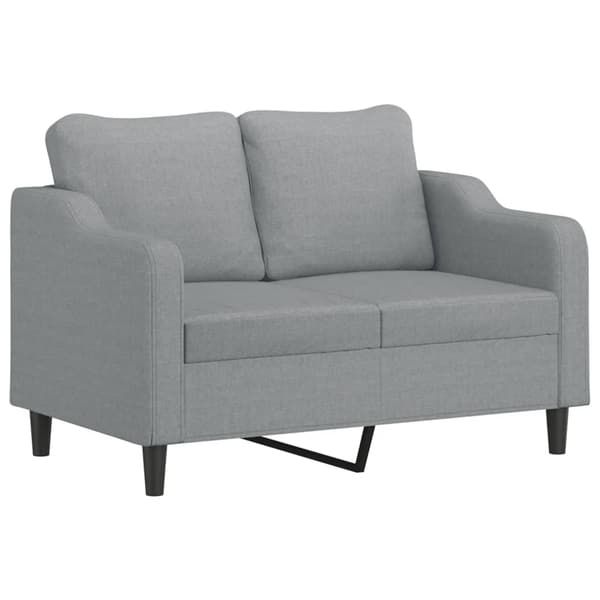 vidaXL 2-sits soffa med prydnadskuddar ljusgrå 120 cm tyg Grå