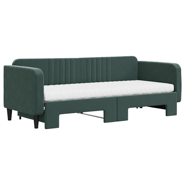 vidaXL Dagbädd utdragbar med madrasser mörkgrön 80x200 cm sammet Grön