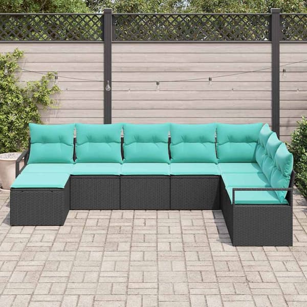 vidaXL Soffset 8 st Svart konstrotting Svart