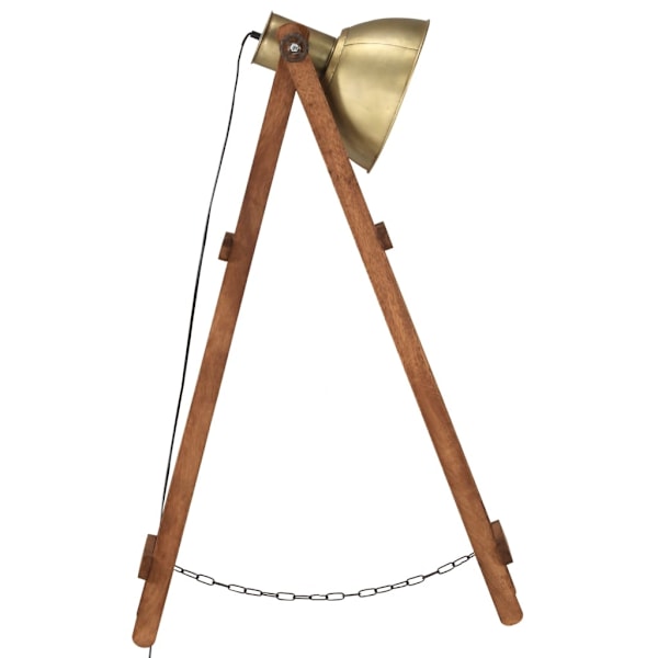 vidaXL Golvlampa mässing E27 massivt mangoträ Brun
