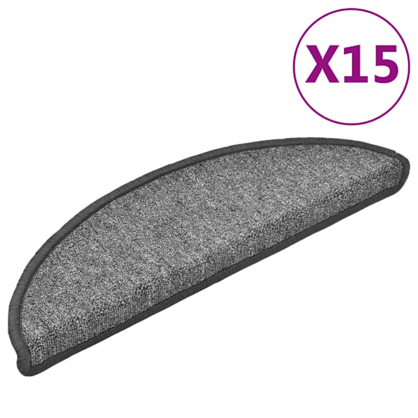 vidaXL Trappstegsmattor 15 st mörkgrå 56x17x3 cm grå