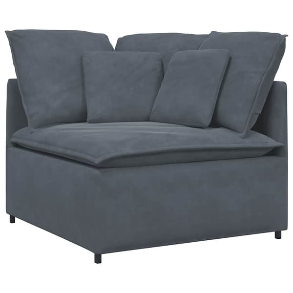 vidaXL Modulsoffa med dynor sammet mörkgrå Grå