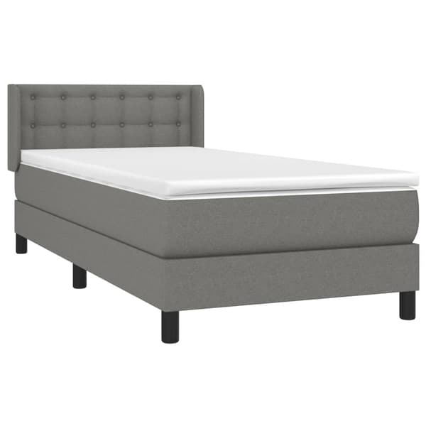 vidaXL Ramsäng med madrass mörkgrå 90x200 cm tyg Grå