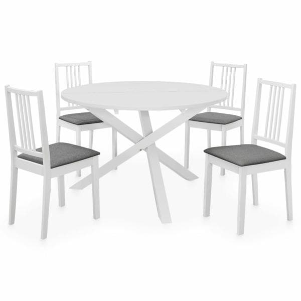 vidaXL Matgrupp 5 delar MDF vit Vit