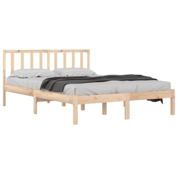 vidaXL Sängram massiv furu 120x190 cm Brun