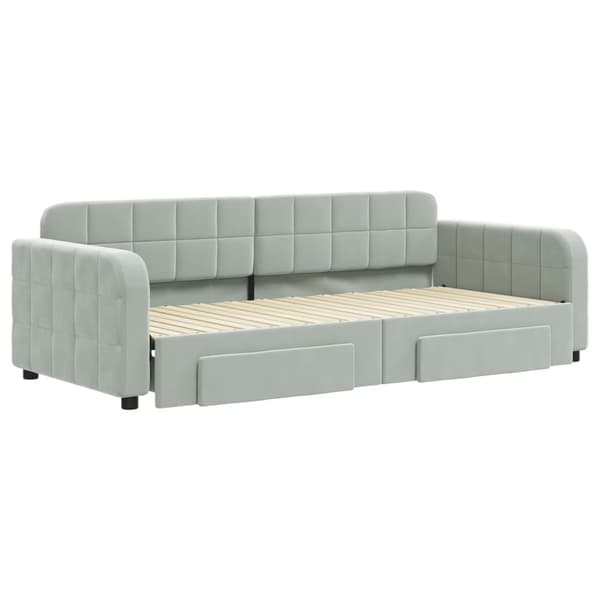 vidaXL Dagbädd utdragbar med lådor ljusgrå 90x200 cm sammet Grå