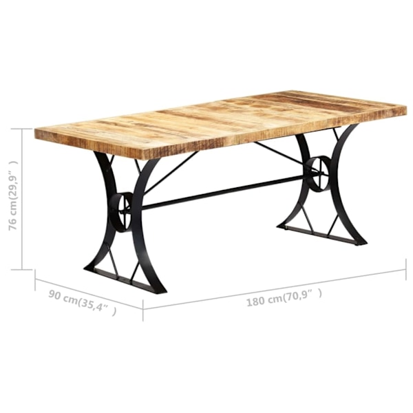 vidaXL Matbord 180x90x76 cm massivt mangoträ Brun